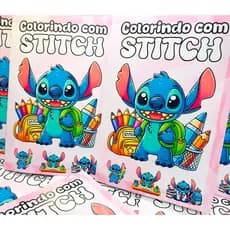 Livro de Colorir Stch Fofo Infantil Caderno de Desenho Para Pintar 50 Folhas Aniversario Lembrancinha