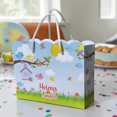 Kit Sacolinhas Personalizadas Festa Jardim Encantado Pássaros (18x14.5x6.5cm)
