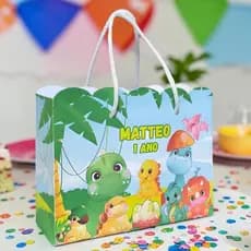 Kit Sacolinhas Personalizadas Festa Dinossauro Dino Baby (18x14.5x6.5cm)