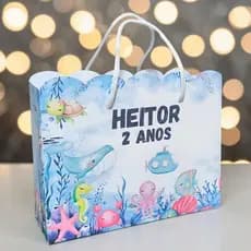 Kit Sacolinhas Personalizadas Festa Fundo do Mar (18x14.5x6.5cm)