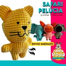 Bichinho de Pelúcia Safari Mordedor Brinquedo para Cachorro Sonoro para Pet Com Apito Linha Premium
