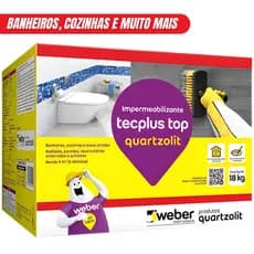 Impermeabilizante Tecplus Top Caixa 18Kg Quartzolit Argamassa Impermeável Massa Polimérica Úmida