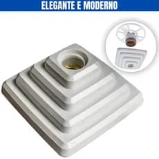 Plafon Plafonier Piramide Quadrado Branco Teto Luminaria Elegante Moderno Colonial