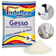 Gesso Em Pó Branco 5kg Para Artesanato Acabamento Reparo Fácil Aplicação - Indeflex