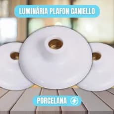 Plafon Liso Branco Luminária Decorativo Pvc Soquete Porcelana Fácil Instalação - Caniello