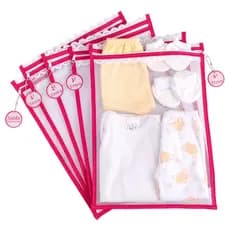 Kit c / 5 Saquinhos Maternidade (PINK ) Tule com TAG ACRÍLICA e ZÍPER Organizadores 30x35 cm