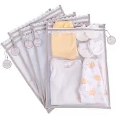 Kit c / 5 Saquinhos Maternidade (CINZA ) Tule com TAG ACRÍLICA e ZÍPER Organizadores 30x35 cm