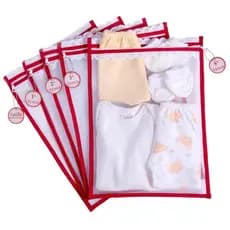 Kit c / 5 Saquinhos Maternidade (VERMELHO )Tule com TAG ACRÍLICA e ZÍPER Organizadores 30x35 cm