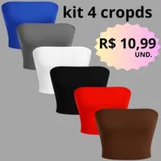 KIT 4 TOP CROPED FAIXA TOMARA QUE CAIA SUPLEX MICROPREMIUM MODA BÁSICA BLOGUEIRA COM FORRO DUPLO