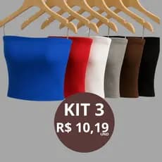 Kit 3 Cropped Feminino academia,Top Faixa Tomara Que Caia Suplex Forro Duplo