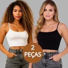 KIT 2 NOVO CROPED ALÇA BÁSICO COM FORRO NA FRENTE LANÇAMENTO BLUSA ALÇINHAS