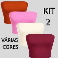 KIT 2 CROPED SUPLEX TOMARA QUE CAIA COLORIDO TOP BÁSICO ACADEMIA TENDENCIA DE MODA ESTILOSA ELEGANTE