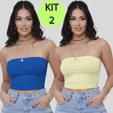 KIT 2 CROPED SUPLEX TOMARA QUE CAIA TOP BÁSICO ACADEMIA TENDENCIA DE MODA ESTILO BLOGUEIRA CARNAVAL