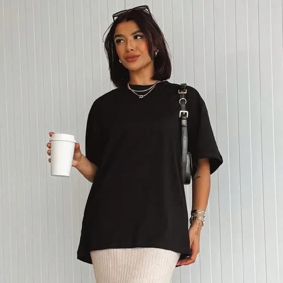 Max t-shirt Feminina 100% algodão Premium Camisetão Tendencia Blogueira
