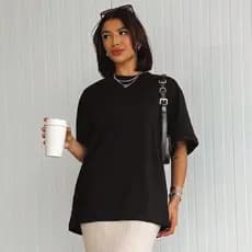 Max t-shirt Feminina 100% algodão Premium Camisetão Tendencia Blogueira