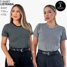 Kit 2 Blusas Listradas Básicas Confort