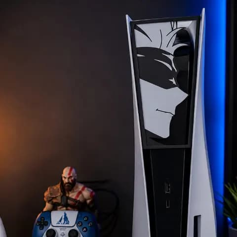🎮 PS5 Custom Frontal Plates – Anime • Games • Movies | Decoração Gamer 3D jujutsu gojo satoro