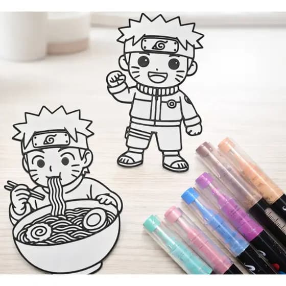Kit Desenhos Naruto para Colorir DIY Infantil Decorativo Anime brinde festa infantil