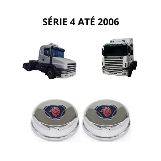 2 Tampas Aplique Cubo Dianteiro Azul Caminhão Sc Scania Serie 4 até 2006