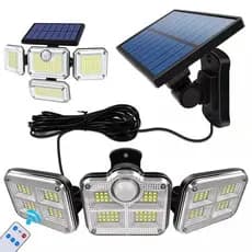 Refletor Grande de 122 Led Com Painel Solar Giratorias Sensor De Movimento Controle Remoto