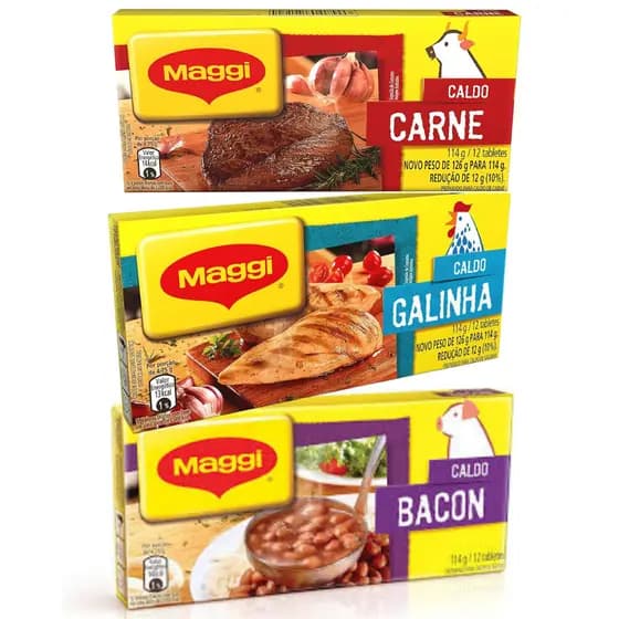 Caldo Maggi Galinha Carne Bacon Tablete 114g