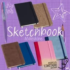 Sketchbook Moleskine Desenho Anotação Esboço 80 folhas Capa Dura