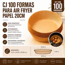 Kit 100 forma de airfryer 20CM descartavel antiaderente de papel cozinha quadrado fritadeira cozimento