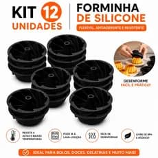 Conjunto 12/24 Peças Forminha de Silicone Redonda para pudim bolinho 7cm Assar Bolos Receitas