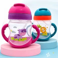 Copo de Treinamento infantil Anti Vazamento com Canudo de Silicone 300ml