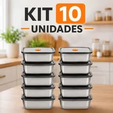 Conjunto 10 Potes Inox Hermético mantimentos marmita organização 500ml