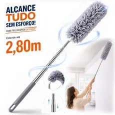 Espanador Microfibra Premium 2,80m Extensível Anti Pó Flexível Alta Absorção Limpeza Lugares Altos
