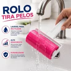 Rolo Tira Pelos Fiapos Poeiras Lavável Multiuso Com Tampa Universal Plástico Original Alta Qualidade