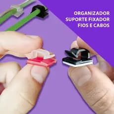 Organizador Suporte Fixador Fios e Cabos Clipe Adesivo Premium