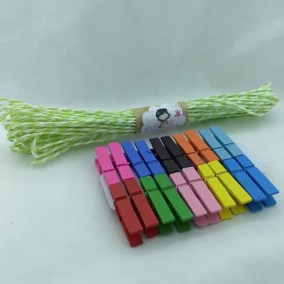Cordão Varal de Papel de Fotos com 20 Mini Prendedor
