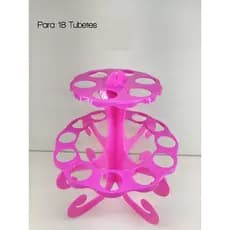 Suporte Porta Tubete 18 Cavidades Redondo Acrilico - Acomoda 18 Tubetes