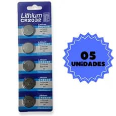Bateria de Lítio Cr 2032 / Pilha de Lítio Cr 2032 5 Unidades P/ Relógios Pc Bios Controle Balança