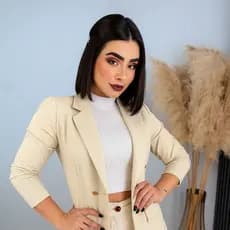 Blazer Feminino Alfaiataria Com Botões Dourados Elegante Sofisticado Social Casual Discreto