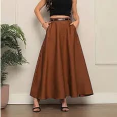 Saia Longa Alfaiataria Moda Evangélica Casual Básica Inverno Cintura Alta  Com Cinto
