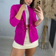 Blazer Elegante Feminino Sem Forro Casaco Alfaiataria Acinturado Envio imediato