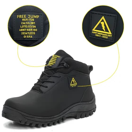 Bota Segurança Elétrica Anti choque NR10 Free jump C.A EPI Eletricista Bico De Pvc