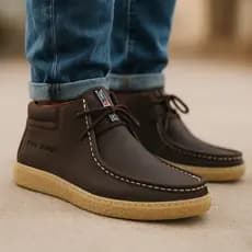 Bota Coturno Casual Masculino de Couro com Palmilha Gel