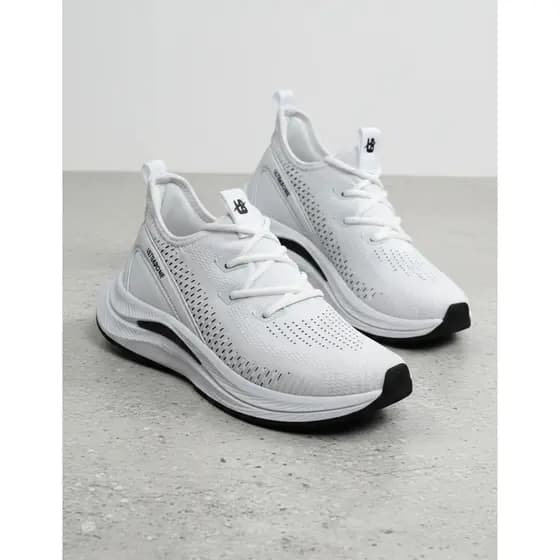 Tênis Feminino Branco Preto Sola reta Academia treino confortavel macio