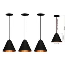 Kit 3 Pendente Lincon Preto/Cobre