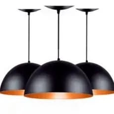 Kit 3 Pendentes Meia Lua 20 Preto e Cobre Luminária para decoração Casa, Restaurante, Bar.