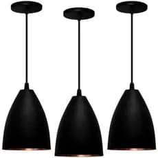 KIT 3 Pendente Vegas preto/cobre