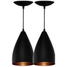 Kit 2 Luminárias Pendentes Vegas Preto/Cobre Lustre Balcão