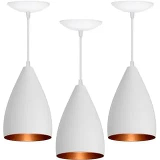 Pendente Kit 3 Bala luminárias Vegas Branco Decoração Sala,Cozinha,Balcao ENVIO MESMO DIA