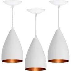 Pendente Kit 3 Bala luminárias Vegas Branco Decoração Sala,Cozinha,Balcao ENVIO MESMO DIA