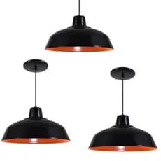 Kit 3 Luminaria Prato 30 Lustres ( Preto com a Textura Bronze )