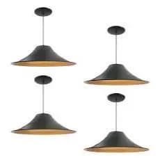 Cupulas Kit 4  Pendente Chapeu Frances Lustre Preto - Bronze